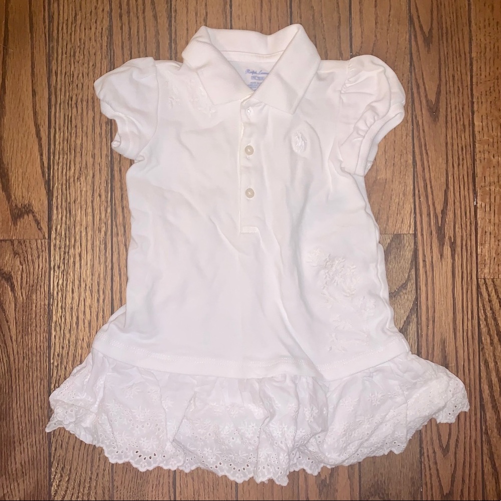 Ralph Lauren White Polo Dress with Eyelet Details
